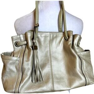 Y2K Pearl SILVER LEATHER TIGNANELLO SHOULDER PURSE HANDBAG Tassels Retro Hobo
